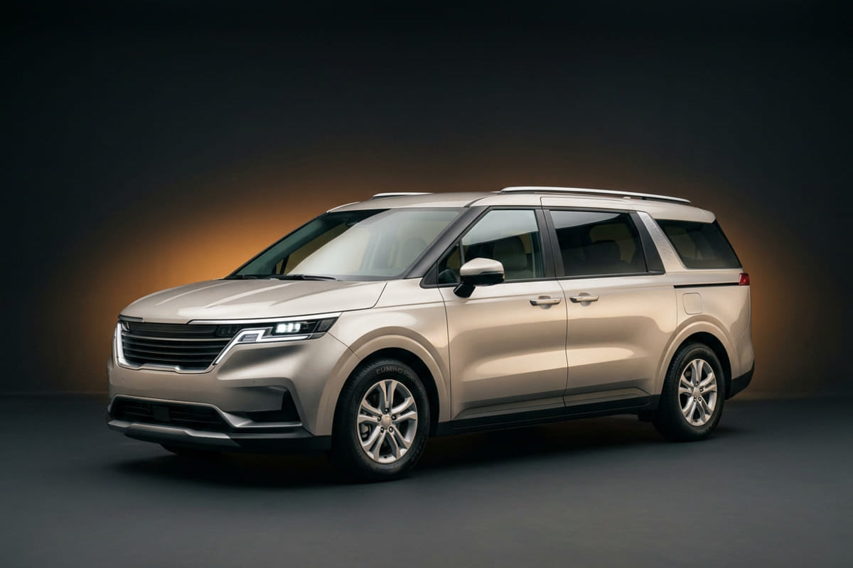 Minivan 7 seats, front three-quarter view